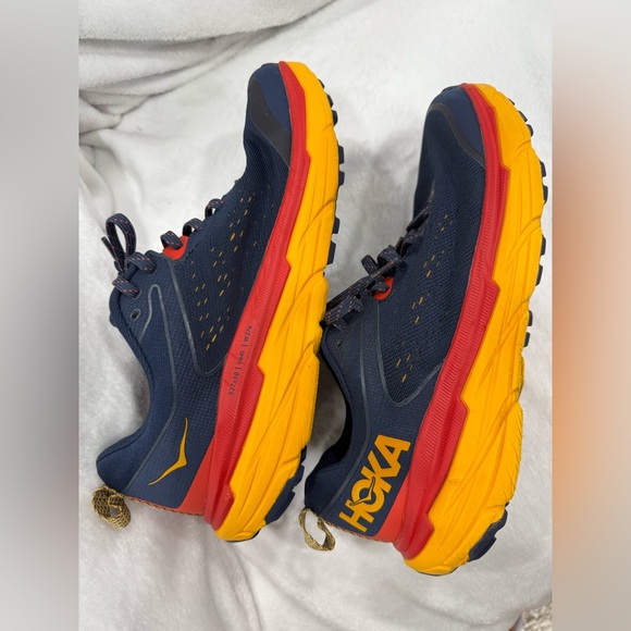 HOKA ONE ONE  CHALLENGER ATR 6 Navy/Orange  and Red Athletic Shoes Size 9.5 - Picture 3 of 9